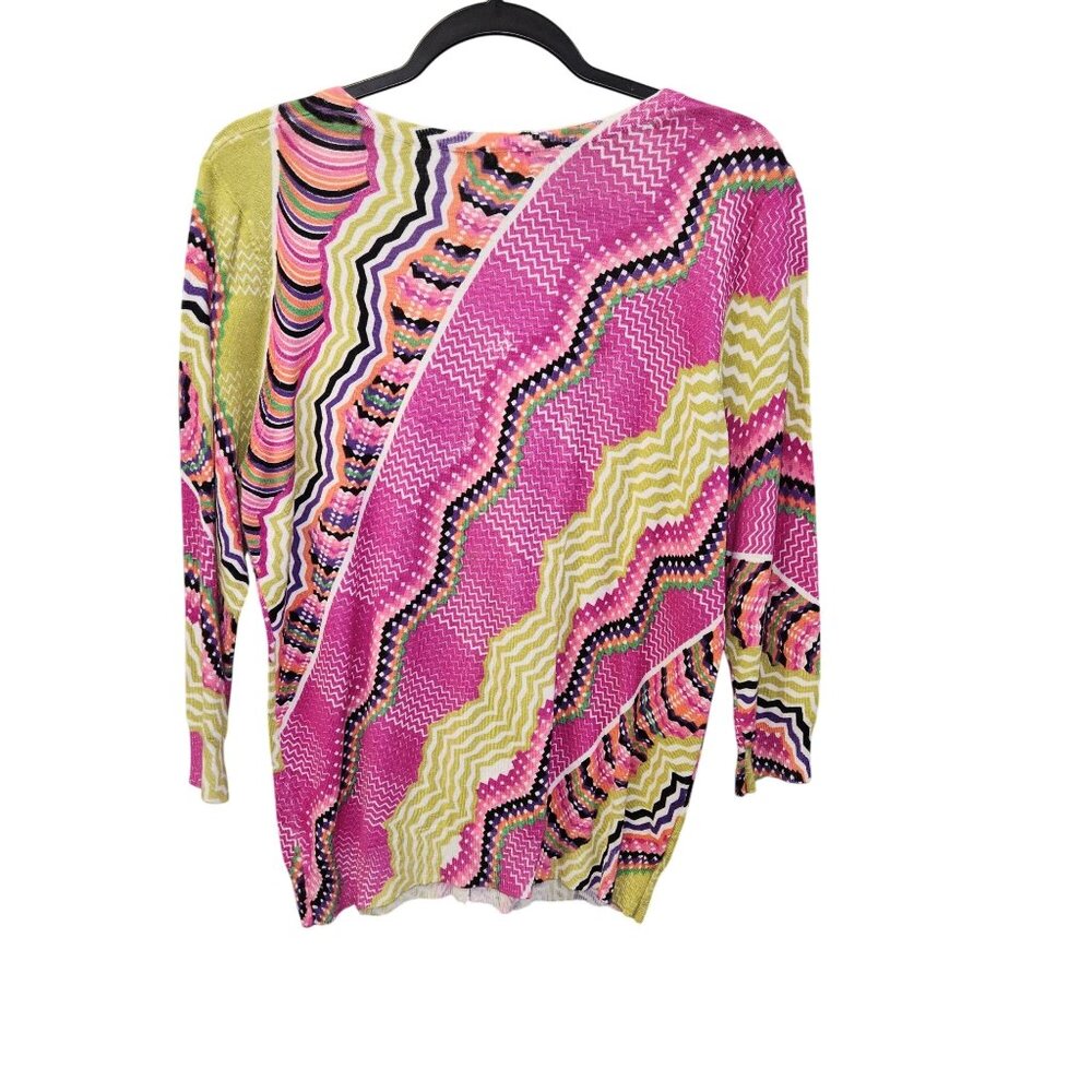 Joseph A. Womens L Multicolor Button-Front Knit T… - image 2